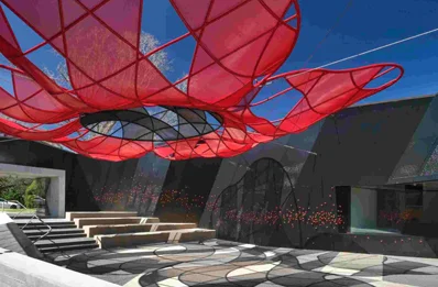 Festive dining table setup for corporate Christmas function